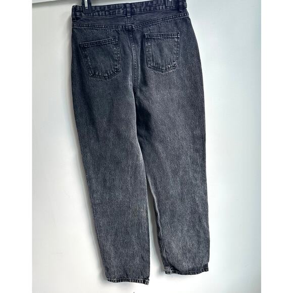 12th Tribe Sz 28 Black Boyfriend Straight Jeans Crossover Button High Rise - Picture 10 of 12